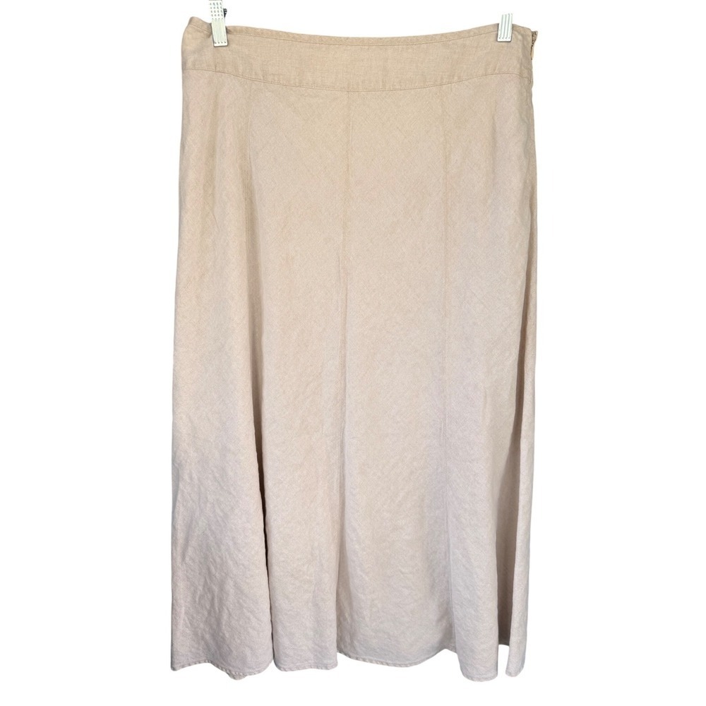 T11 Charter Club Linen Maxi Skirt Oatmeal A-Line Coastal Grandmother Minimalist